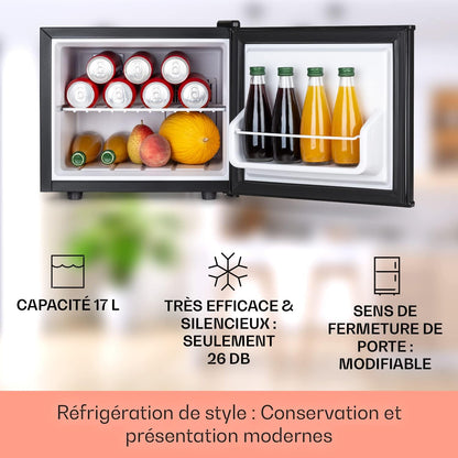 Mini Frigo De Chambre Pour Boissons, Petit Frigo Silencieux, Mini Bar Intérieur, Bières, Vins, Petit Refrigerateur Camping, 3 Niveaux De Refroidissement, Frigo Cosmetique, 0-15°C, 17L