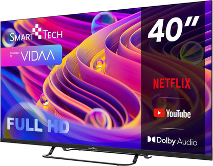 TV LED FHD 40' (101 Cm) 40FV02V Smart TV VIDAA - Molotov, Netflix, Prime Video, Disney+, Youtube, Plex 3Xhdmi - 2Xusb - Mode Hotel-