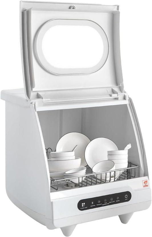 Vinnyooc 220V 800W Mini Lave-Vaisselle Lave-Vaisselle De Plan De Travail Lave-Vaisselle Portable Lave-Vaisselles Compacts Des Pulvérisateurs D'Eau Rotatifs À 360 Pour Les Appartements Les Résidences