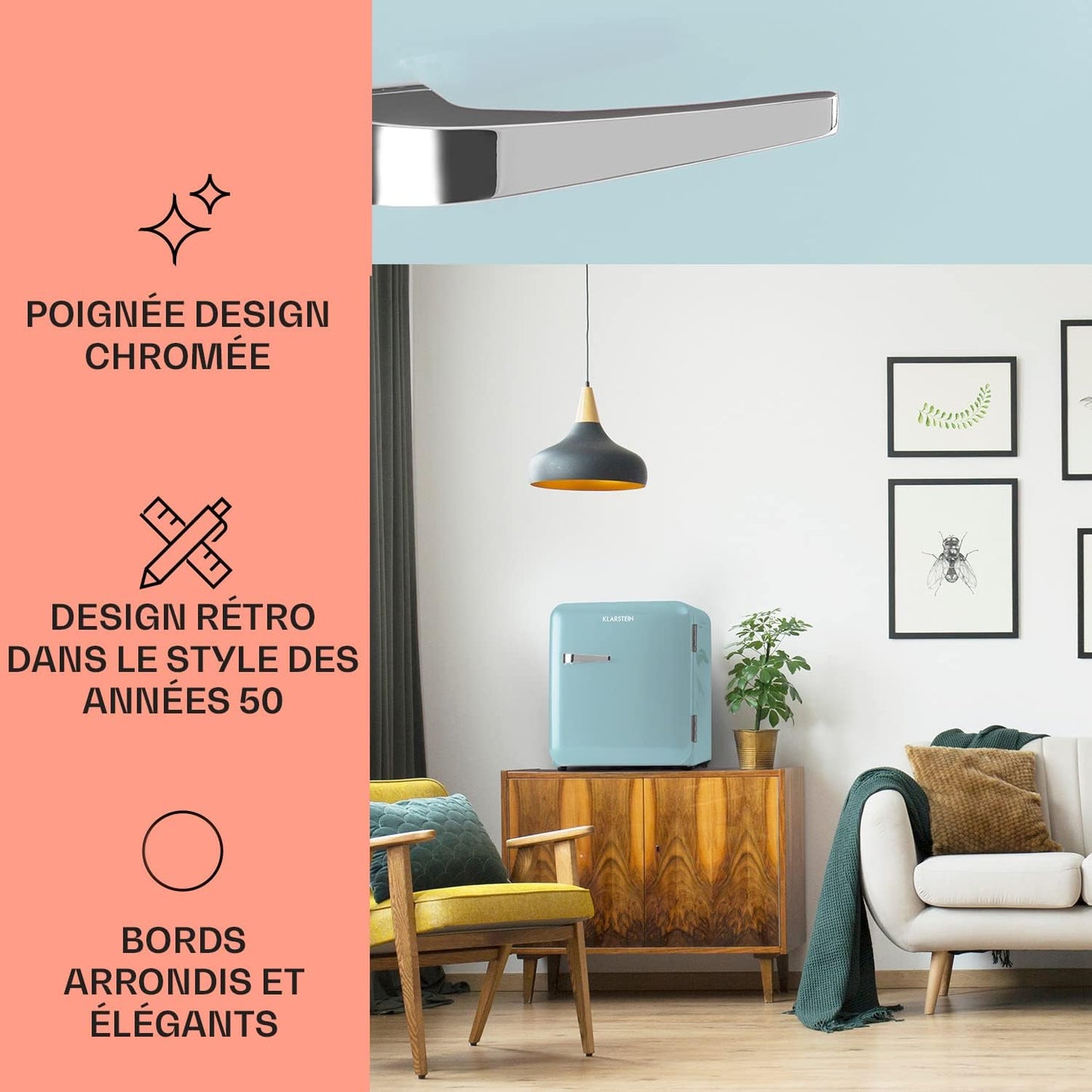 Mini Frigo De Chambre De 48L Pour Snacks Et Boissons, Petit Frigo Top Silencieux, Mini Bar, Petit Réfrigérateur Camping, Mini Frigo Cosmetique, Refrigerateur Avec Étagères Réglables, 0-10°C