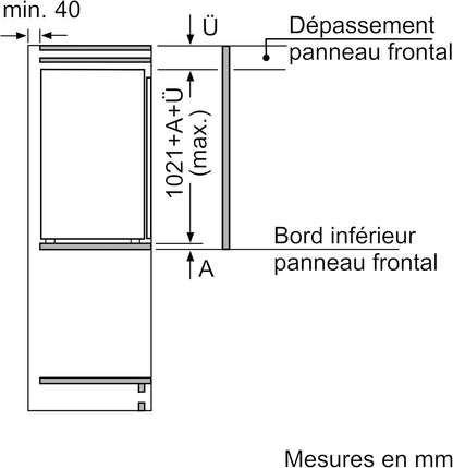 KIR31NSE0, Série 2, Petit Réfrigérateur, Encastrable, 102,5 X 56 Cm, 165 L [Energy Class E]