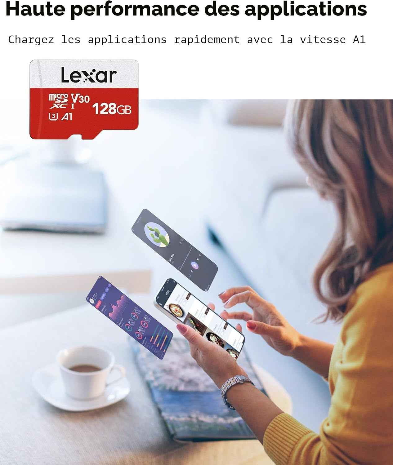 Carte Micro SD 128 Go Lot De 2 Cartes, Jusqu'À 100 Mo/S | Carte Mémoire Micro SD+ Adaptateur, Microsdxc Carte TF, A1, U3, C10, V30, Full HD Et 4K UHD Pour Caméra, Telephone, Switch