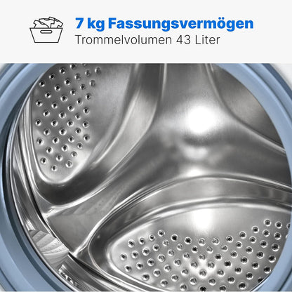 Bomann WA 7174 7Kg Frontlader Waschmaschine, 60 Cm Breit, 1400 U/Min, Fremdkörperfalle, Kindersicherung, Reversierautomatik, 15 Waschprogramme, Weiß