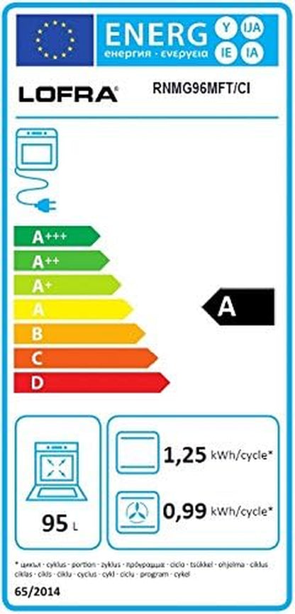 Lofra RNMG96MFTE/CI Cuisinière Noir, Acier Inoxydable Gaz a Fours Et Cuisinières (Cuisinière, Noir, Acier Inoxydable, Rotatif, Devant, Gaz, Centre)