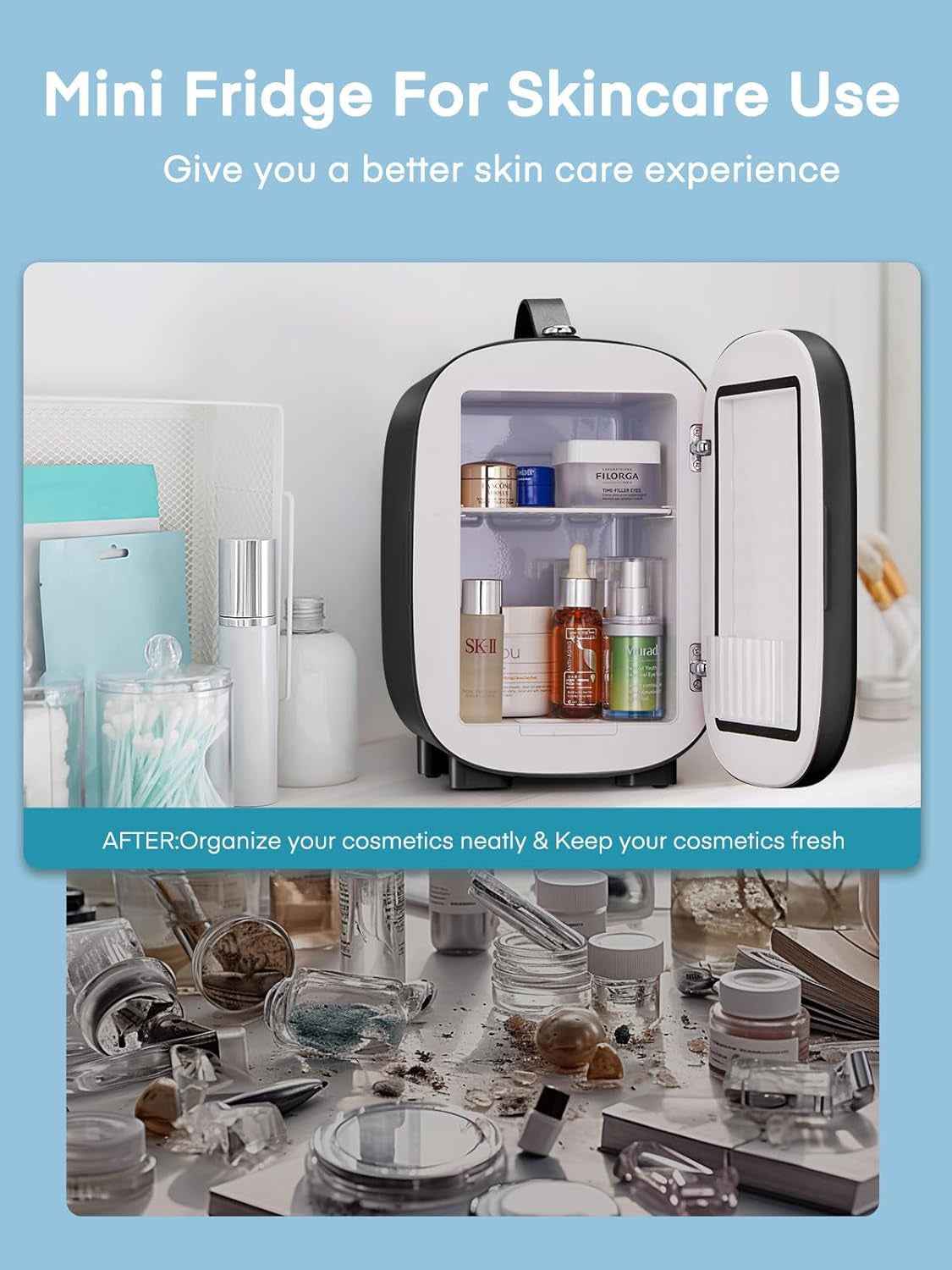 Mini Frigo De Chambre 5 Litres/ 6 Canettes, Petit Frigo Thermoélectrique CA/CC, Cosmetique, Mini Réfrigérateurs Pour Boissons, Nourriture, Beauté, Bureau, Dortoir, Voiture, Noir