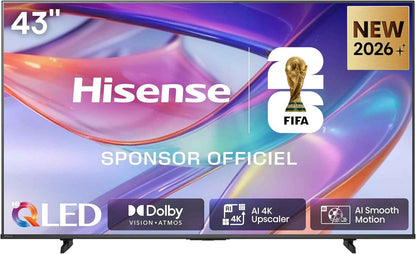 Hisense 43E7DS TV QLED 4K 43" (108 Cm) 2026 - Série E7DS - Dolby Vision IQ, Game Mode Plus, 120Hz HSR, Smart TV
