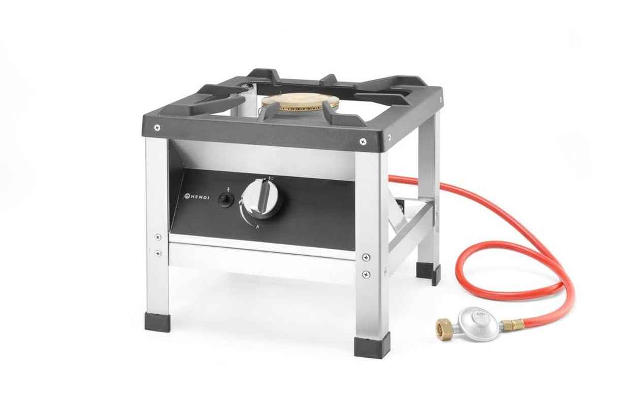 Réchaud À Gaz Professionnel Hokker Pour Utilisation En Intérieur, Avec Thermocouple Et Allumage Électronique, Compatible Gaz Propane Et Butane, 6,0Kw, 400X440X(H)390Mm, Acier Inoxydable