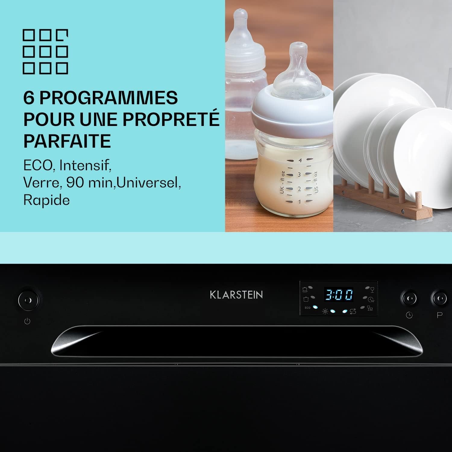 Mini Lave Vaisselle De 6 Couvert, Lave-Vaisselles Silencieux, 6 Programmes De Lavage, Petit Lave-Vaisselle De Table Compact, Lave Vaisselle Portable, Facile À Installer Pour Maison, Bureau