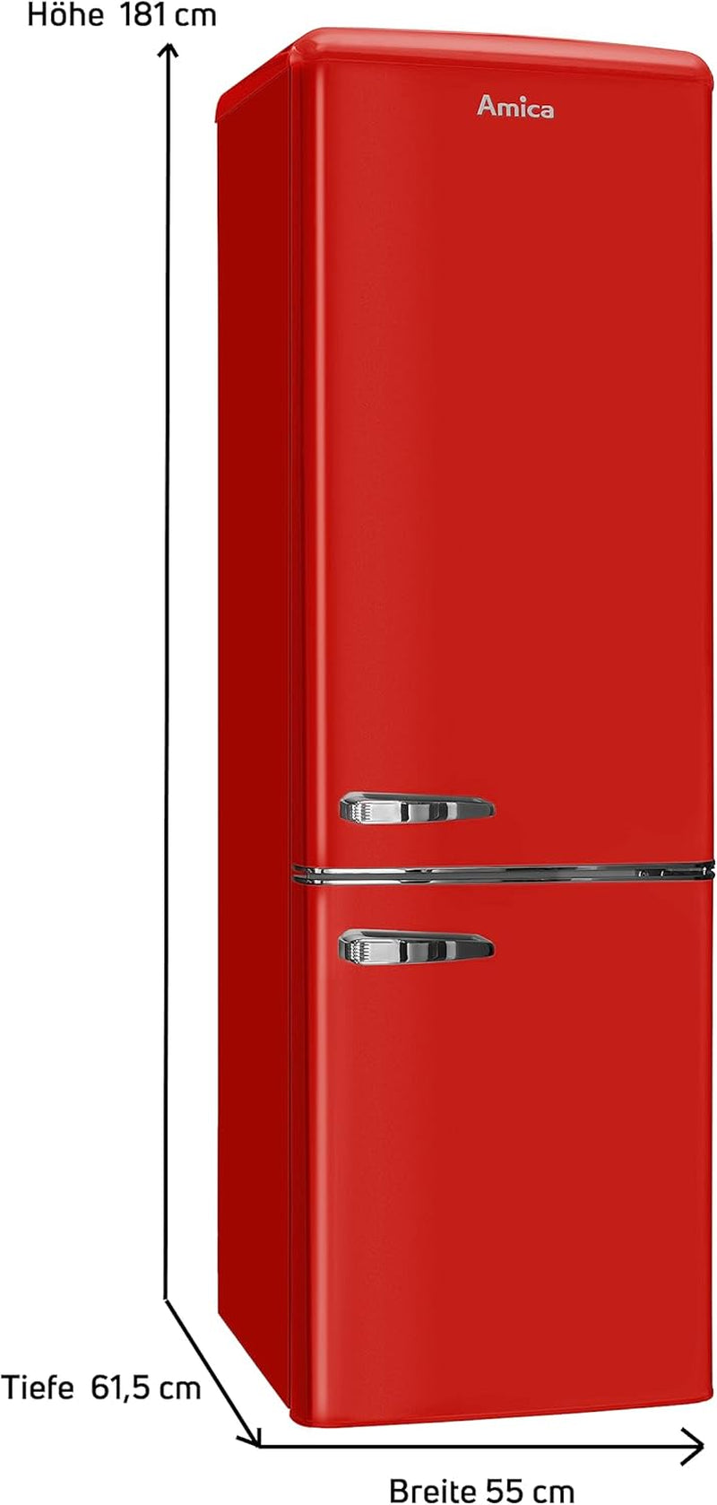 Amica KGCR 387100 R Réfrigérateur-Congélateur Autoportante 244 L Rouge