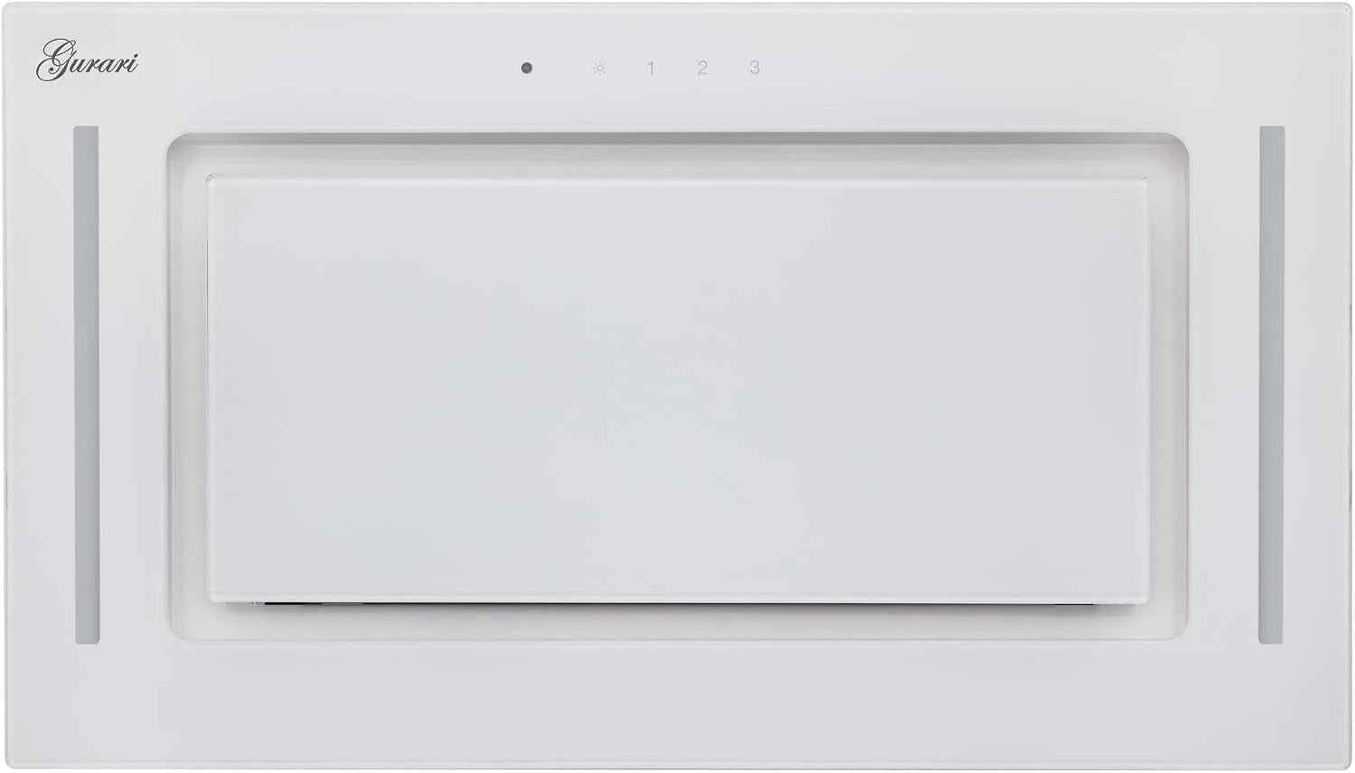 217 PRIME Hotte De Plafond 52 Cm Blanche Encastrée Avec Bloc De Ventilation, Cadre En Verre, 3 Niveaux, 1000 M³/H, Hotte Encastrée, Télécommande