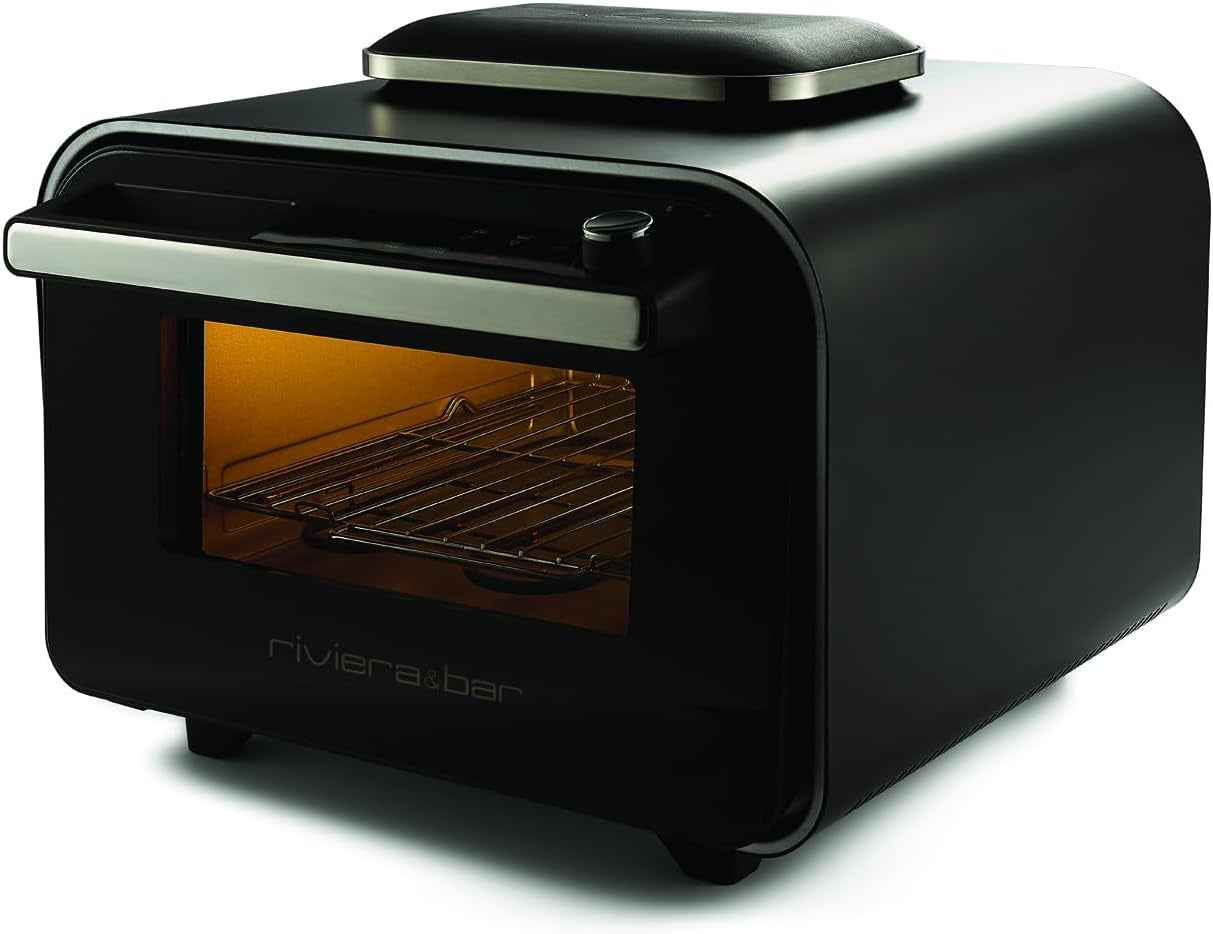 Riviera&Bar Four À Pizza - Four Compact Et Polyvalent, Haute Température - Programmes Variés Dont Air Fryer, Écran Digital Intuitif - Utilisation Intérieure Et Extérieure - Accessoires Inclus