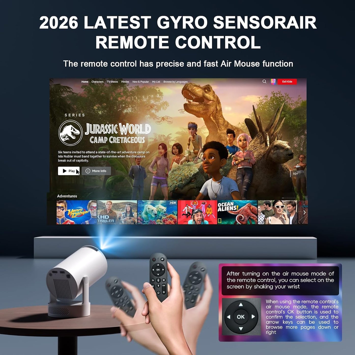 [Apps Intégrées & 2026 Upgraded] Vidéoprojecteur Avec Wifi 6 Et Bluetooth | Projecteur Supporte 4K 1080P Auto Keystone Rotation 180° Compatibile Avec HDMI/TV Stick/Memory Stick/Laptop, Blanc