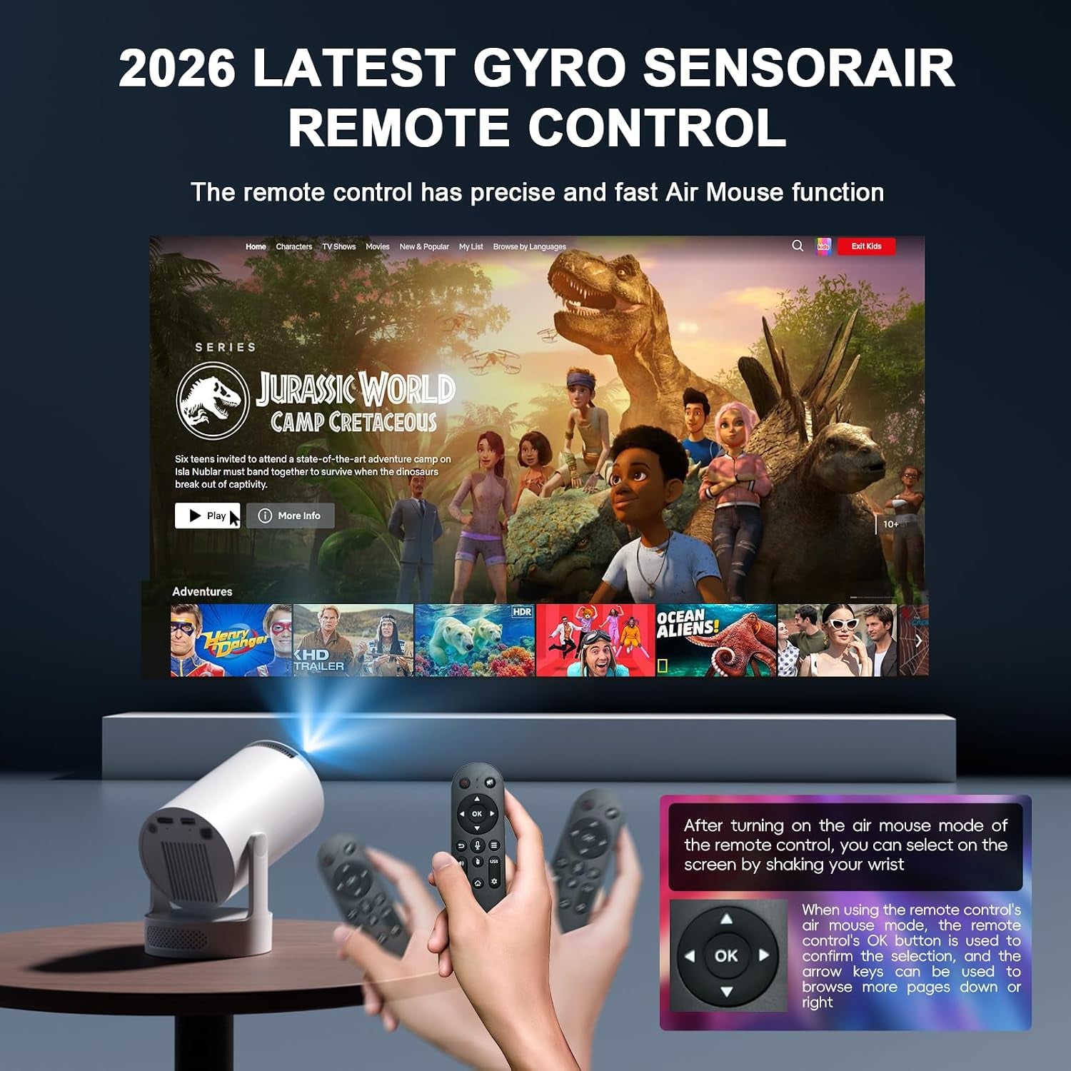 [Apps Intégrées & 2026 Upgraded] Vidéoprojecteur Avec Wifi 6 Et Bluetooth | Projecteur Supporte 4K 1080P Auto Keystone Rotation 180° Compatibile Avec HDMI/TV Stick/Memory Stick/Laptop, Blanc