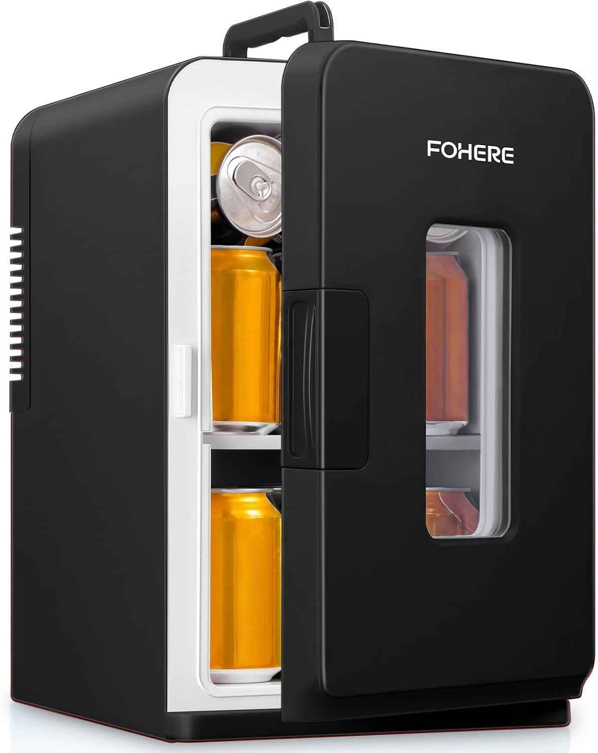 Mini Frigo De Chambre 15L/21 Canettes, Petit Frigo Portable 240V/12V, Mode Silencieux, Fonction Chaud/Froid, Cosmetique Noir