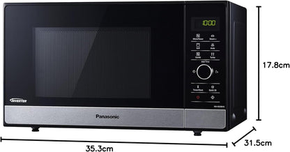 NN-GD38HSSUG Four Micro-Ondes Inverter Et Grill Avec Plateau Tournant, 23 Litres, Acier Inoxydable, 1000 W, Grill 1000 W, 17 Programmes Automatiques, Grille Métallique, Noir