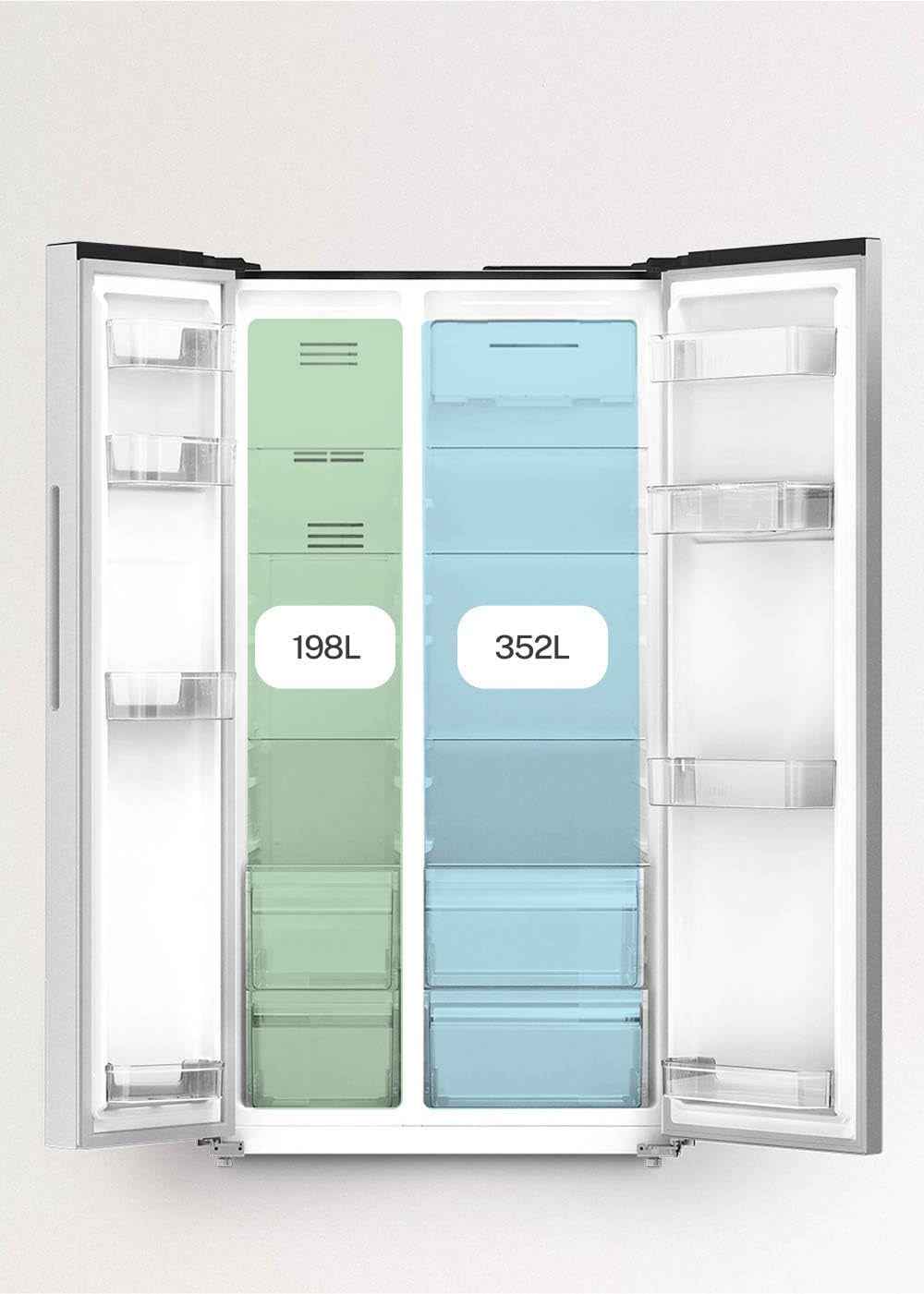 / FRIDGE STUDIO SIDE by SIDE 550 / Réfrigérateur Style Side by Side 550L Blanc Cassé / 91,2 X 70,4 X 177,7 Cm/No Frost, Traitement Antibactérien, Commande Tactile Électronique, 158W
