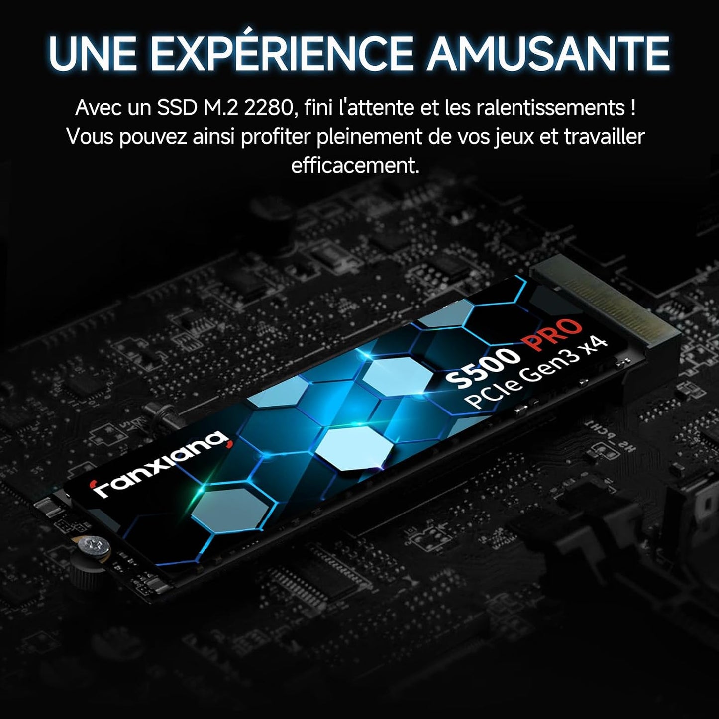 SSD Nvme 256Go SSD M.2 Pcie Gen3.0X4 2280 Disque SSD Interne 256Go, Jusqu'À 3000Mo/S En Lecture - Compatible Avec Notebook, Desktop, Pc(S500Pro)