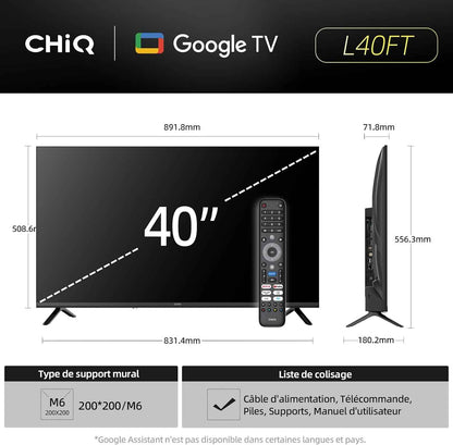 TV Connectée 40 Pouces Full HD Google TV Wi-Fi (L40FT) | Dolby Audio &Dbx-Tv, Triple Tuner DVB-C/T2/S2, Multiscreen, Prime Video & Netflix, HDR10 & HLG