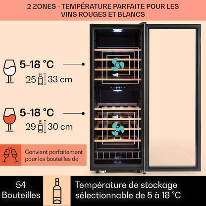 Cave À Vin 19 Bouteilles, Cave De Service Avec Étagères En Bois Amovibles, Porte En Verre, Commande Tactile, Écran LCD, Éclairage Intérieur, Temp De 5 À 18°C, a Vin Veillissement, Noir