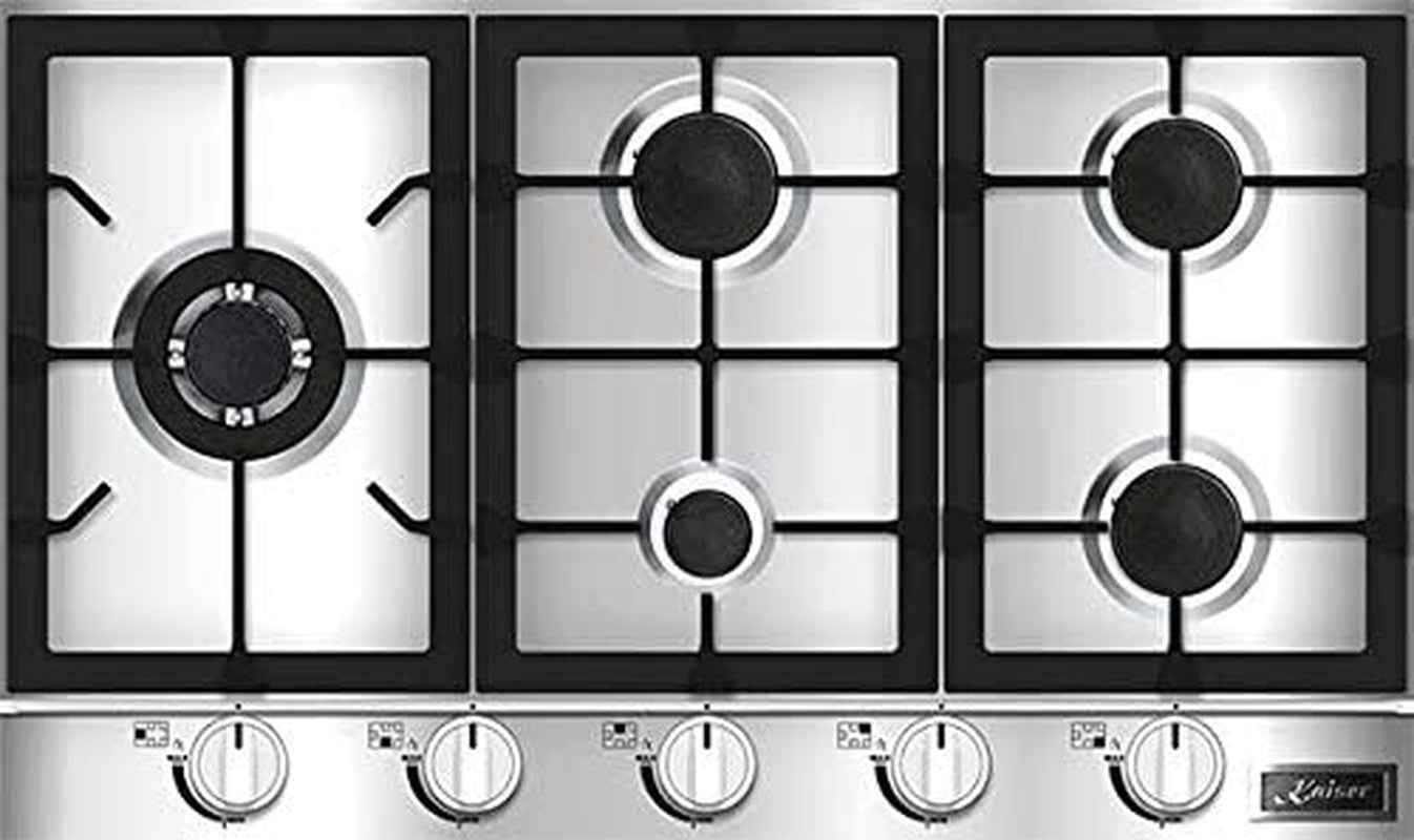 Kaiser KG 9357 Turbo, Plaque De Cuisson À Gaz 90 Cm, En Acier Inoxydable Exclusif - Autonome - Cuisinière - 5 Brûleurs De Qualité Supérieure - 3,8 Kw - Brûleur WOK - Gaz Naturel Et Propane Possibles