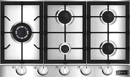 Kaiser KG 9357 Turbo, Plaque De Cuisson À Gaz 90 Cm, En Acier Inoxydable Exclusif - Autonome - Cuisinière - 5 Brûleurs De Qualité Supérieure - 3,8 Kw - Brûleur WOK - Gaz Naturel Et Propane Possibles