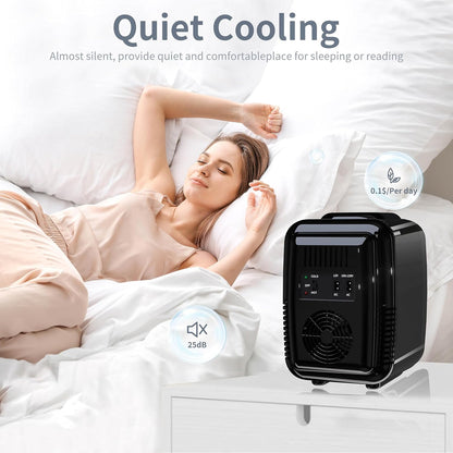 Mini Frigo De Chambre, 4 Litres/ 6 Canettes, Petit Frigo Thermoélectrique CA/CC Pour Boissons, Nourriture, Beauté, Bureau, Dortoir, Voiture, Noir