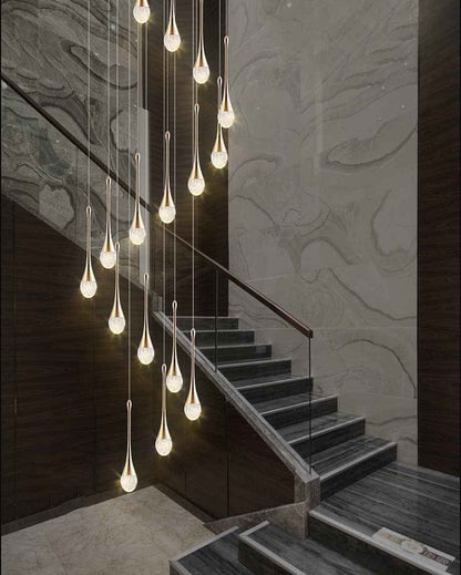 LED Lustre Escalier Moderne Goutte D'Eau Pendentif Éclairage Pour Villa Duplex Escalier Long Pendentif Lampe Cristal Villa Long Lustre Restaurant Lampe (Taille : 8 Lumières)