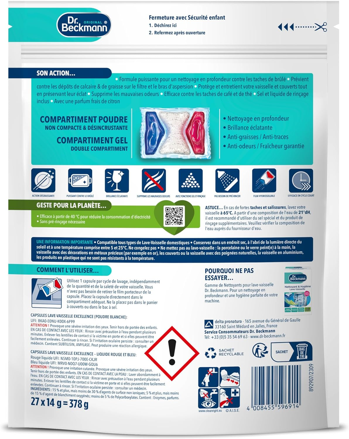 Capsules Lave-Vaisselle EXCELLENCE - Tout En 1 - 27 Capsules