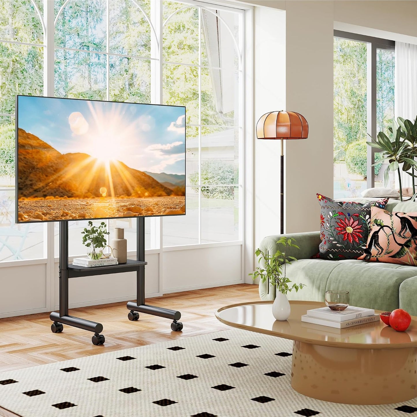 Support TV Roulettes Support TV Sur Pied Avec Roulettes Pour Téléviseurs 32 À 70 Pouces LCD/LED/OLED, Support Tele Mobile Universel Réglable En Hauteur Jusqu'À 50 Kg, Max. VESA 400X400 Mm
