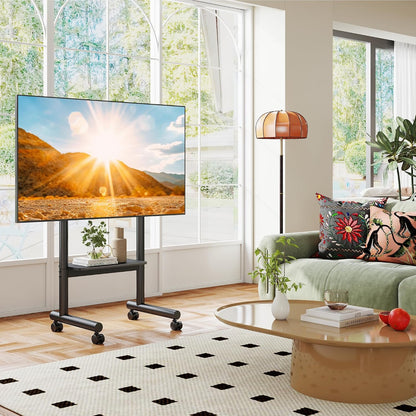 Support TV Roulettes Support TV Sur Pied Avec Roulettes Pour Téléviseurs 32 À 70 Pouces LCD/LED/OLED, Support Tele Mobile Universel Réglable En Hauteur Jusqu'À 50 Kg, Max. VESA 400X400 Mm