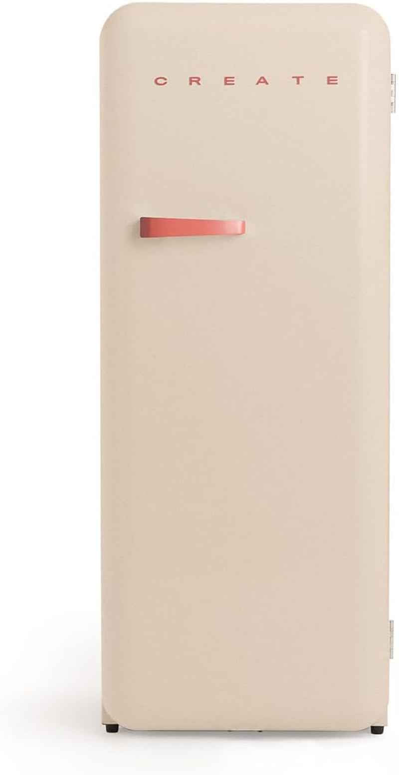 / RETRO FRIDGE 150 Brique/Réfrigérateur Sable Avec Poignée Brique Et Congélateur 281L / 102W, Faible Consommation, 150 Cm, 3 Étagères, Régulateur De Température, 60X60X150 Cm