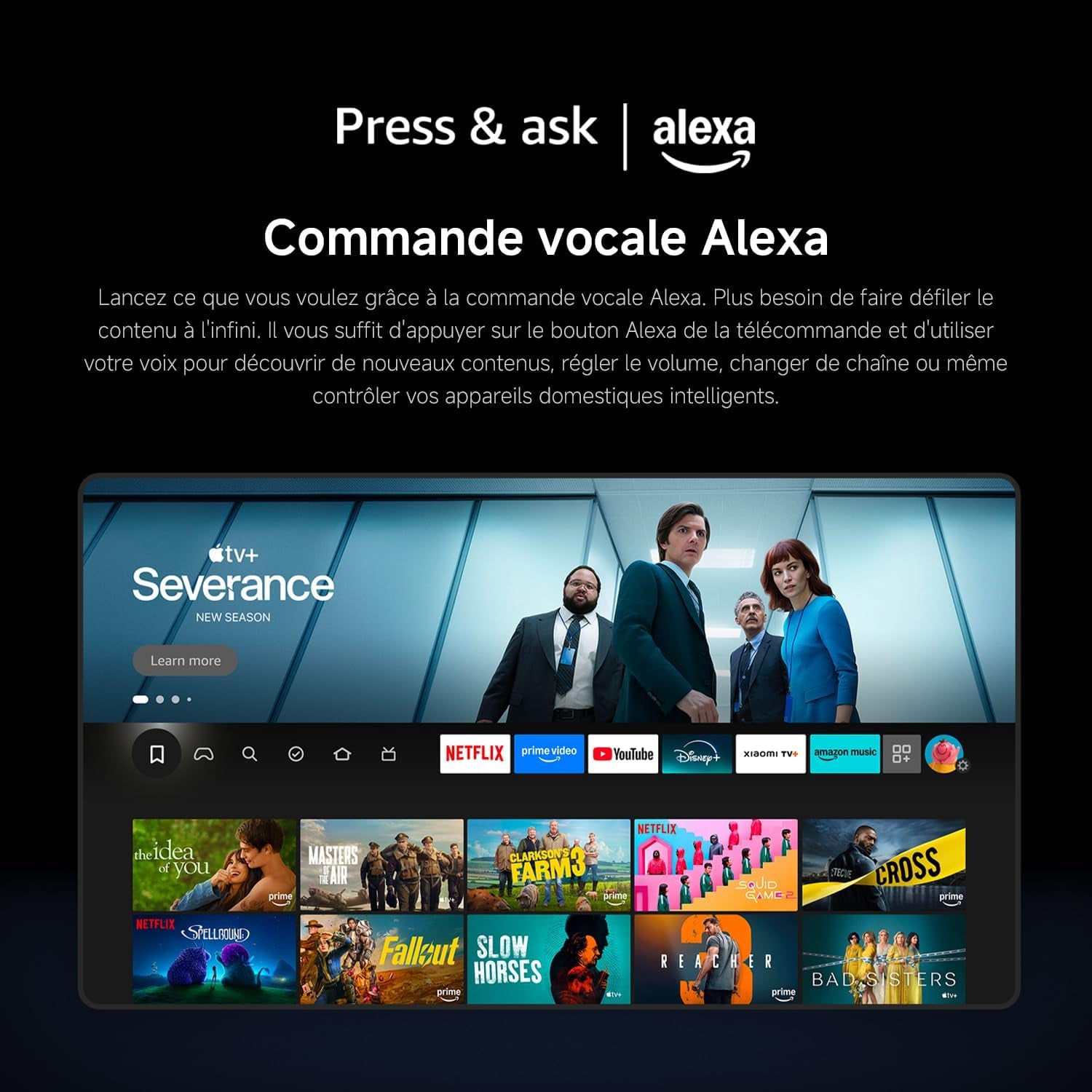 XIAOMI TV F 55, 140 Cm (55 Pouces), 4K UHD, Smart TV, Fire OS8, Contrôle Vocal Alexa, HDR10, MEMC, 60Hz Avec 120Hz Game Boost Mode, 2Go+32Go, Compatible Avec Apple Airplay