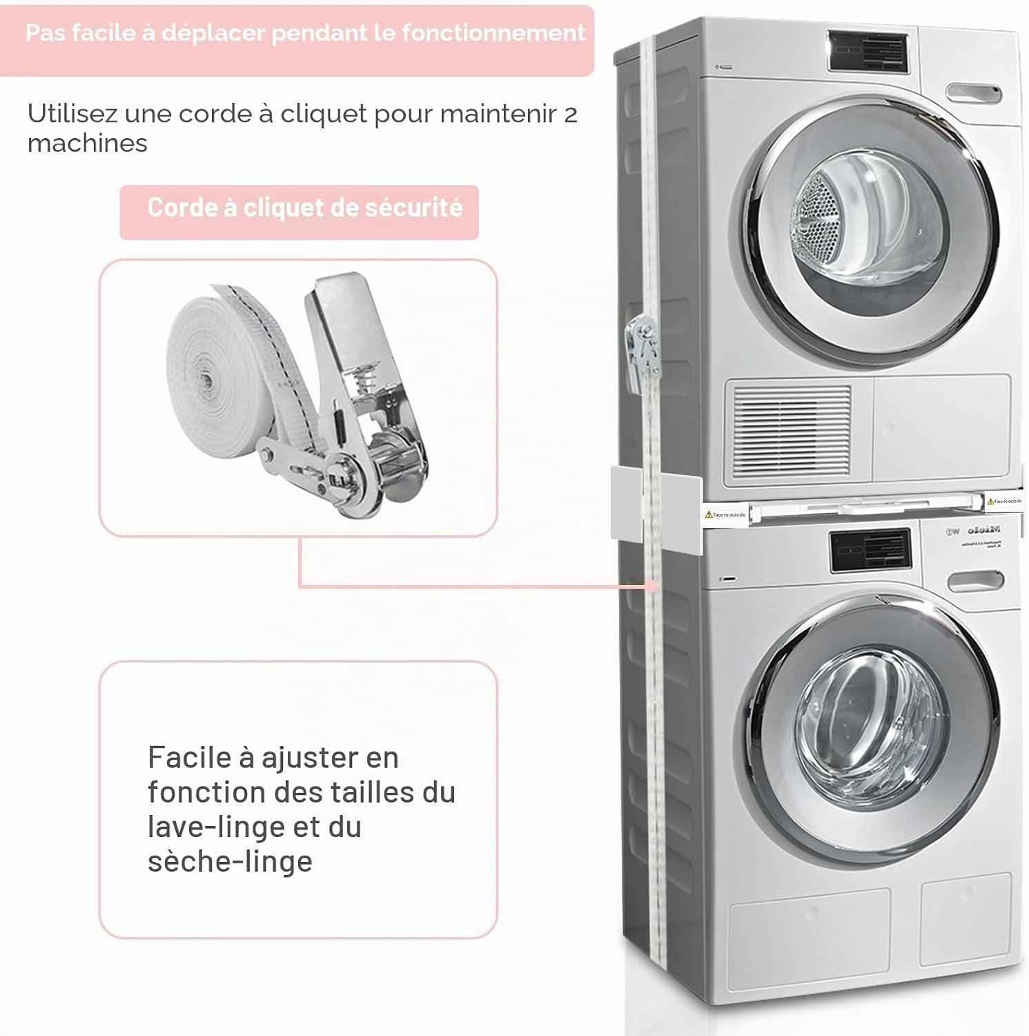Cadre Intermédiaire Pour Laver Avec Étagère | Cadre De Connexion Universel Pour 53-68 Cm Machine À Laver, Kit Intermédiaire Avec Porte-Serviettes Extensible