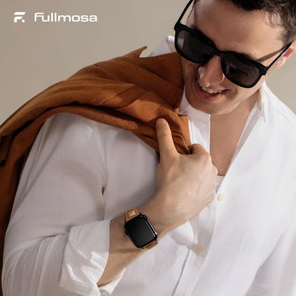 Bracelet En Cuir Véritable Pour Apple Watch 49/46/44/45Mm | Compatible Avec Iwatch Ultra3/2/1 SE3/2/1 Série 11/10/9/8/7/6/5/4 Pour Homme Femme, Marron+Boucle Noir