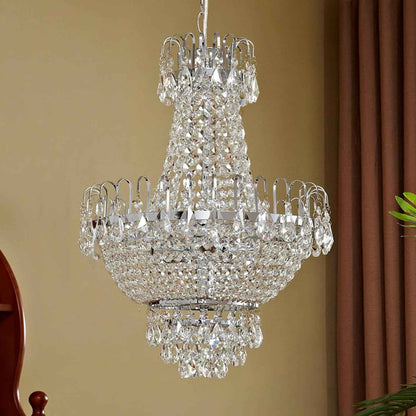 Suspension Casparia À Intensité Variable (Antique, Classic) En Transparent Cristal E. A. Pour Salon & Salle Manger (À 5 Lampes E14) Cristal Suspension Lampe