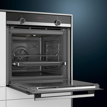 HB574AER0 Iq300 Four Multifonction Pyrolyse, 60 Cm, 3600 W, 10 Programmes Automatiques, Verrouillage De Sécurité, Noir Et Acier Inoxydable
