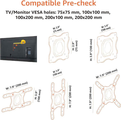 Support Mural Pour Téléviseur, Mouvement Complet, Pivotant Et Inclinable, Pour Téléviseurs Ou Écrans Plats Et Incurvés 12 À 40 Pouces Jusqu’À 36Kg, Support TV, VESA Max. 200X200Mm, Noir