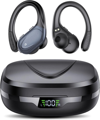 Ecouteurs Bluetooth Sans Fil Sport, 60H Casque Bluetooth 5.3 Avec CVC8.0 Antibruit, Ecouteurs Sans Fil Avec 4 ENC Mic, IPX7 Étanche Oreillette Bluetooth, Écouteurs Bluetooth Pour Running Noir
