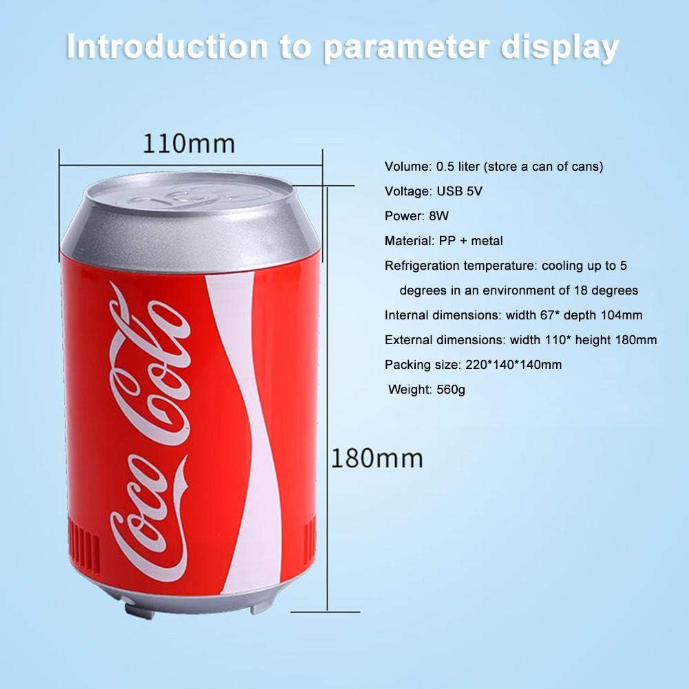Réfrigérateur Portatif De Voiture, Réfrigérateur De Réfrigérateur De Mini USB De Coke Can, Réservoir De Refroidissement De Refroidisseur De Boisson Pour L'École De Chambre À Coucher De Bureau