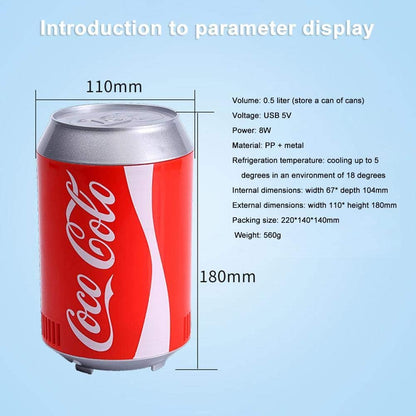 Réfrigérateur Portatif De Voiture, Réfrigérateur De Réfrigérateur De Mini USB De Coke Can, Réservoir De Refroidissement De Refroidisseur De Boisson Pour L'École De Chambre À Coucher De Bureau