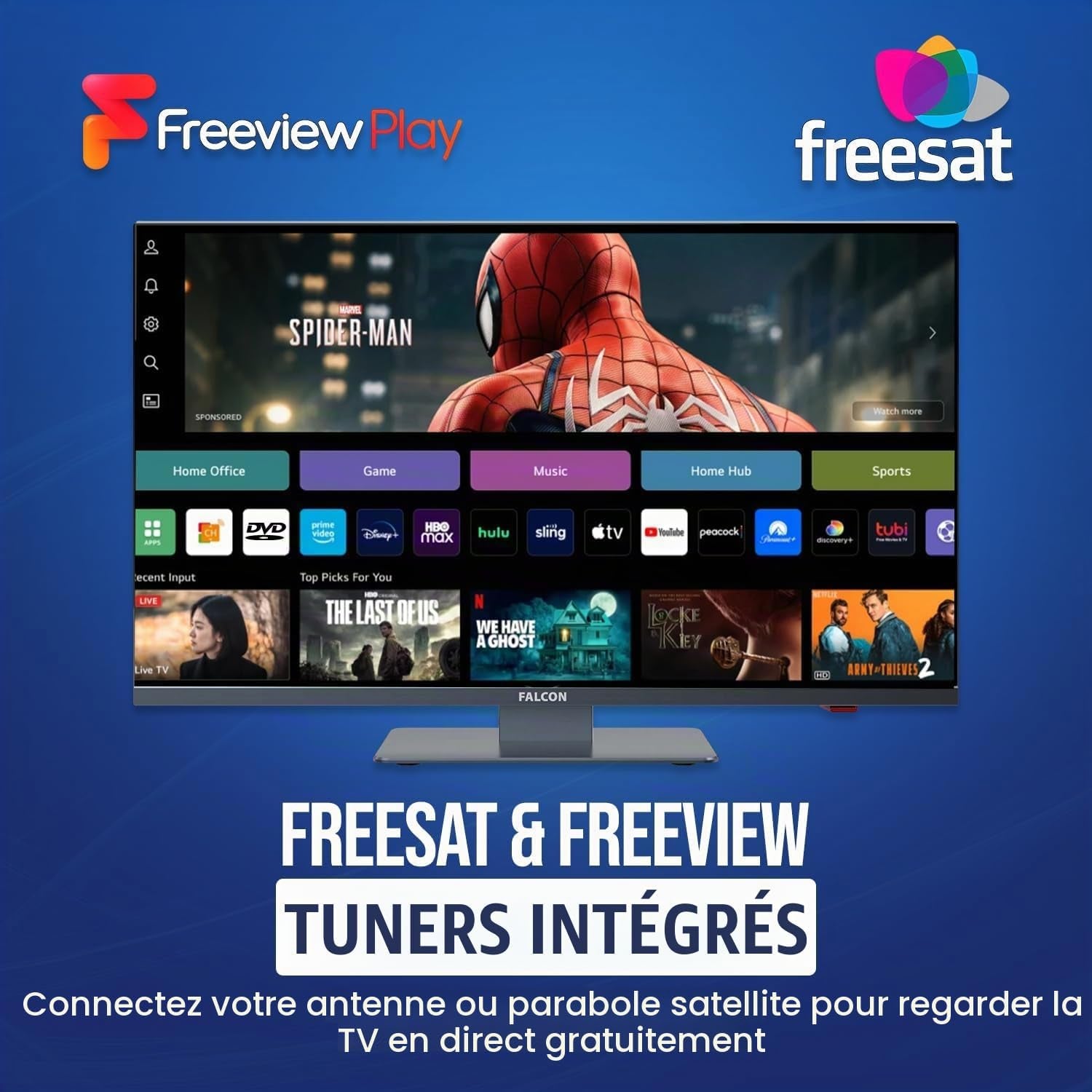 Falcon 24 Inch TV Webos Smart TV Wifi Camping – 12V/24V, Integrated DVD Player, Bluetooth 5.0, USB, Streaming, Freeview, Netflix, Prime Video, Pitch Perfect Television for Campervan
