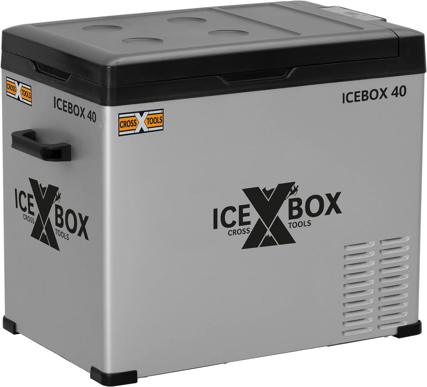CROSS TOOLS ICEBOX 40 Glacière Électrique À Compresseur Pour Le Camping Et Les Voyages Avec Commande Par App Réfrigération À -20° C, 230 V/ 12 V/ 24 V Dimensions 65 X 37,5 X 42,7 Cm Couleur Argent
