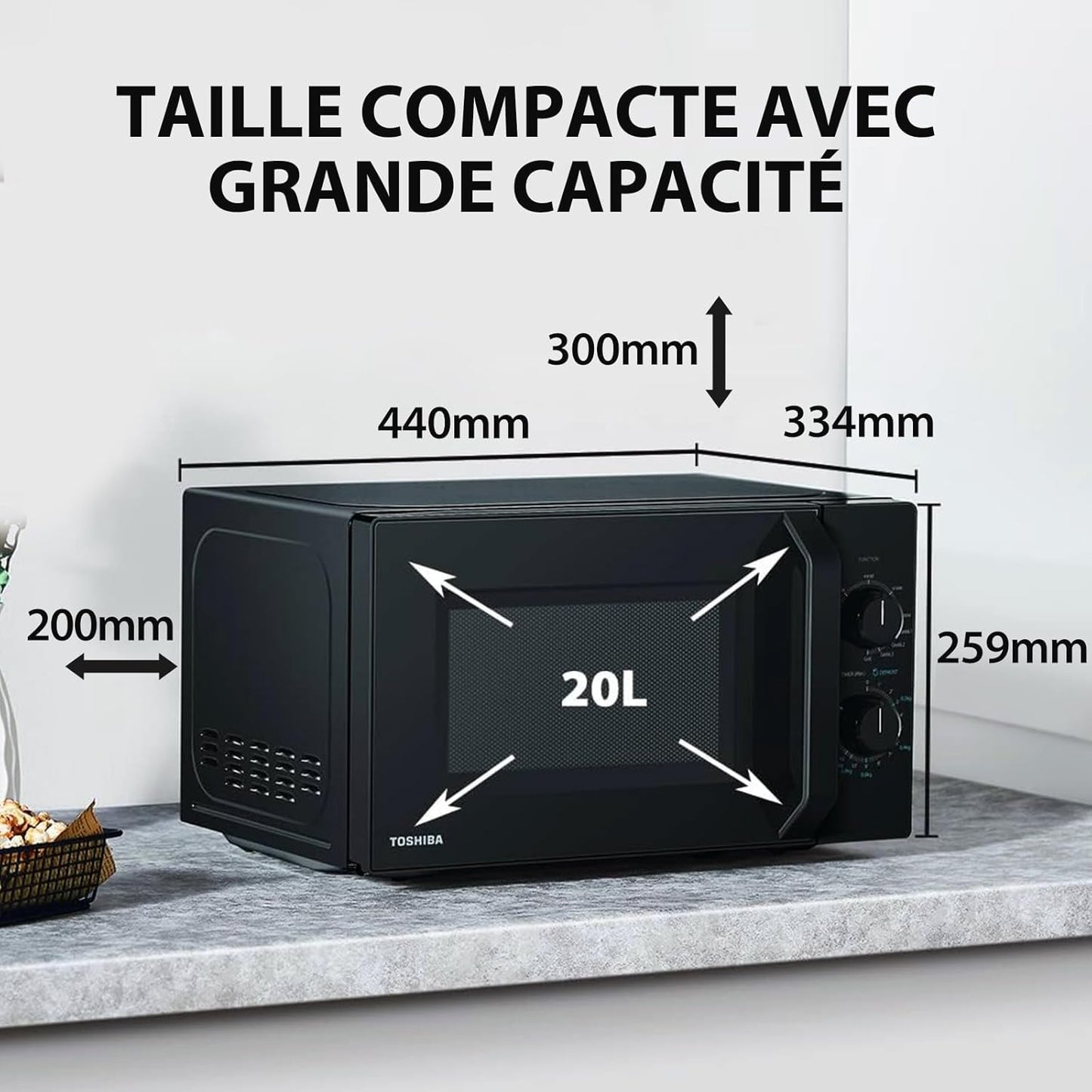Four À Micro-Ondes 20 L MW2-MG20P(BK), 800W/1000W Grill, Avec Grill Croustillant Et Fonction De Cuisson Combinée, 9 Niveaux De Puissance, Ampoule LED, Dégivrage Facile, Noir