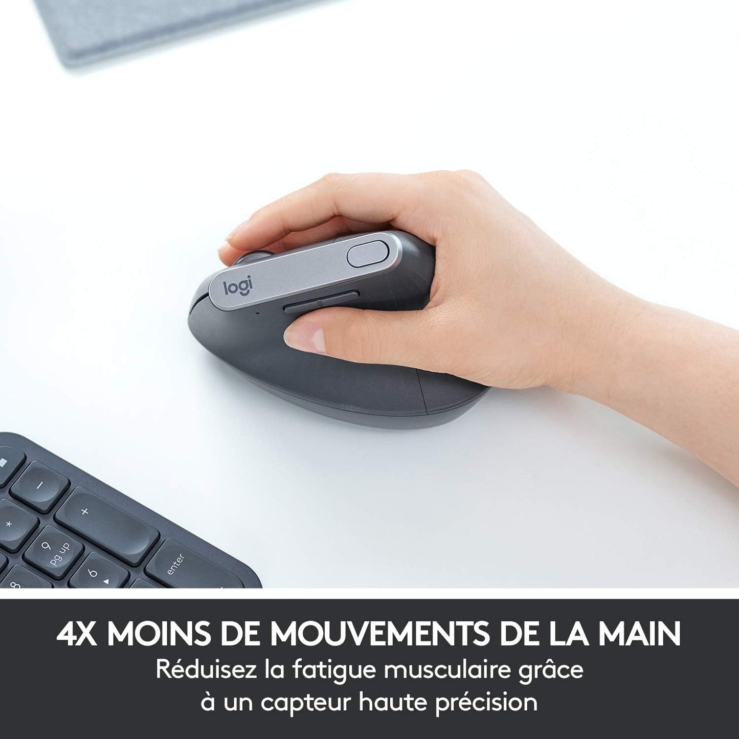 MX Vertical Souris Ergonomique Sans Fil | Multi-Dispositifs, Bluetooth/2,4 Ghz, Récepteur USB Unifying, 4000 PPP, 4 Boutons, Charge Rapide, Pc/Mac/Ipad OS - Graphite