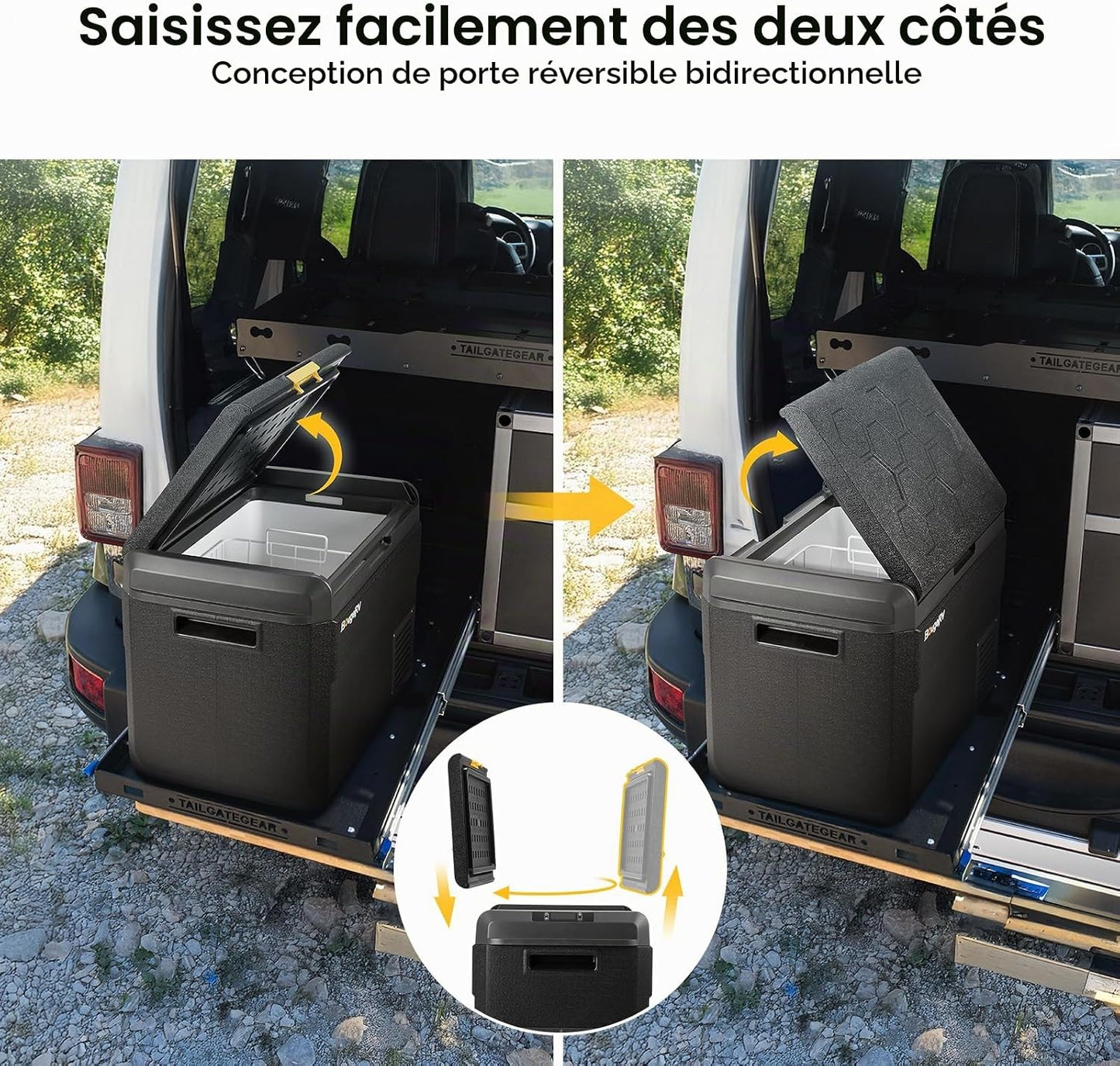 CRS 50L Glacière À Compresseur Étanchéité IPX4 Congélateur Réfrigérateur À Compression 12/24V 220V Pour Voiture Camping Voyage Bateau Contrôle APP -20℃~20°C