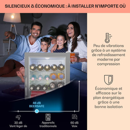 Mini Frigo De Chambre Et Bureau Pour Boisson, Silencieux, Refrigerateur Bar 60L, Pour Camping, Étagères Réglables, Ondulés Pour Le Vin, Cannette, Beer Fridge