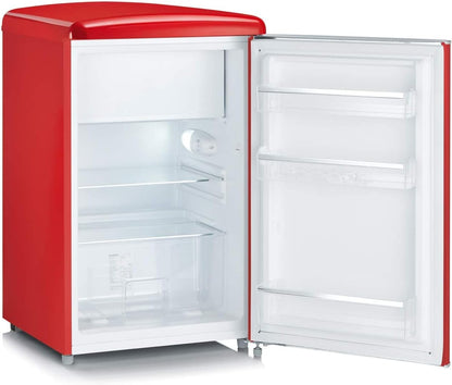 Réfrigérateur Congélateur, Pose Libre, Longueur 55 Cm, 108L, Classe D, 110 Kwh/An, 37 Db, Look Rétro, Rouge, RKS 8830