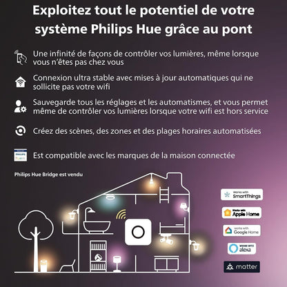 Philips Hue Play White and Color Ambiance Barre Lumineuse LED Connectée, Pack De 2, Unité De Base, Barre LED Pour TV Et Gaming (Compatible Avec Alexa, Google Assistant Et Apple Homekit), Noir