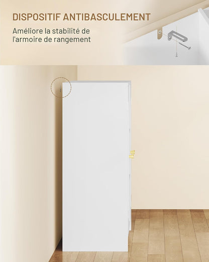 Meuble Salle De Bain, Meuble De Rangement Avec Étagère Réglable | Armoire Sur Pied Avec Arquées Et 3 Étagères Ouvertes, Pour Salle De Bain, Salon, 30 X 100 X 81,5 Cm, Blanc SC21203X