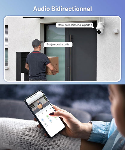 2K 3MP Camera Exterieur, Caméra De Surveillance Extérieur Y4-2P | Camera Surveillance Wifi Exterieure Étanche IP65, Vision Nocturne Couleur, Suivi Intelligent 360°, Alerte Instantanée, Alexa